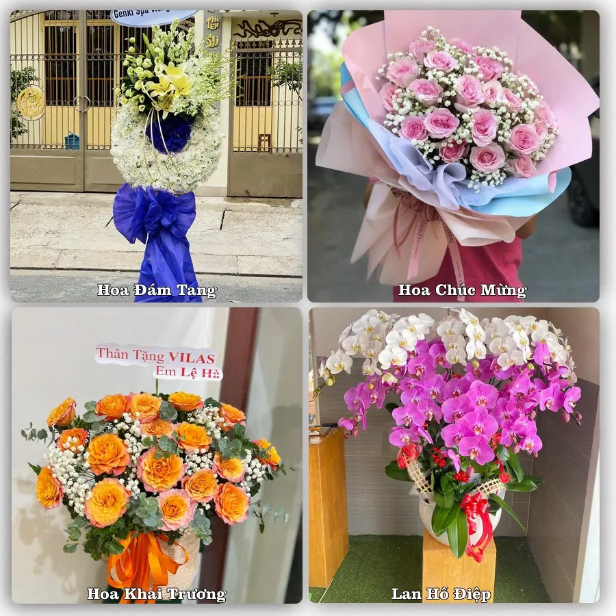 Mẫu hoa tươi dành cho khách đặt hoa tại Óc Eo, Thoại Sơn