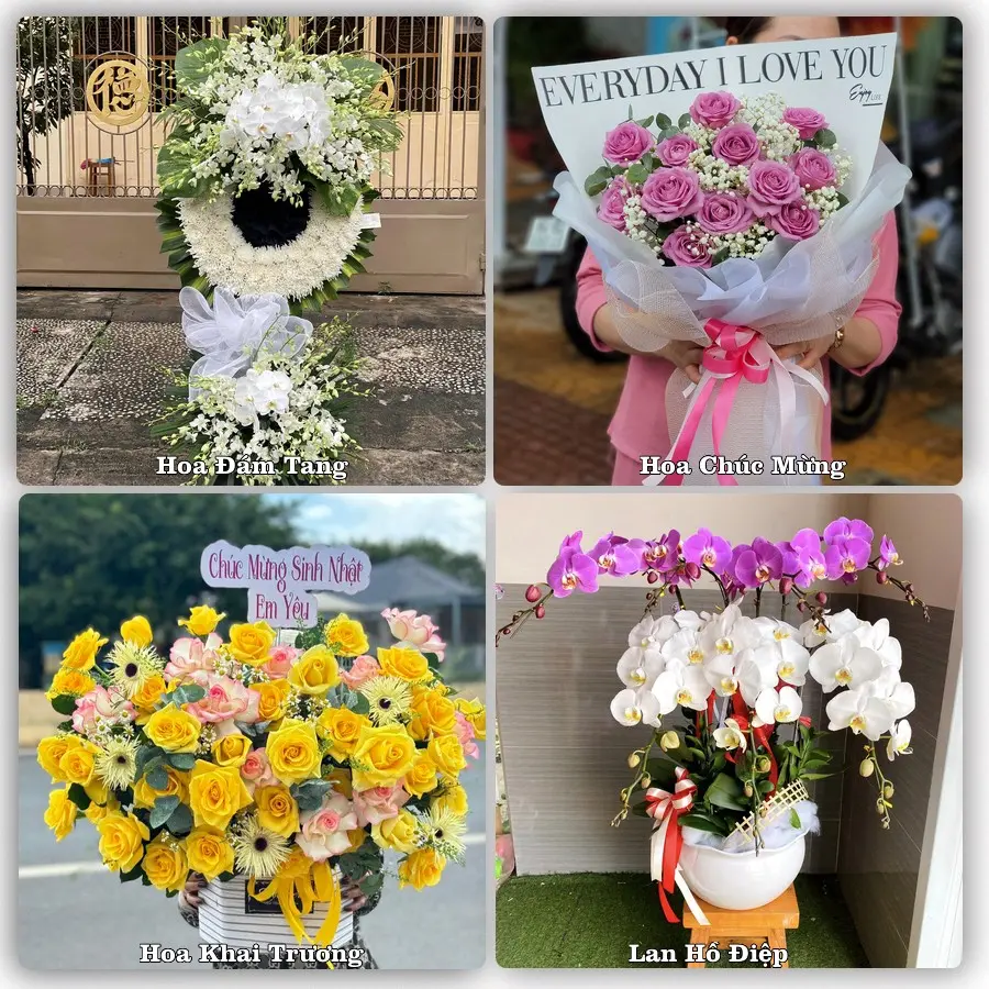 Mẫu hoa tươi dành cho khách đặt hoa tại Mỹ Luông, Chợ Mới