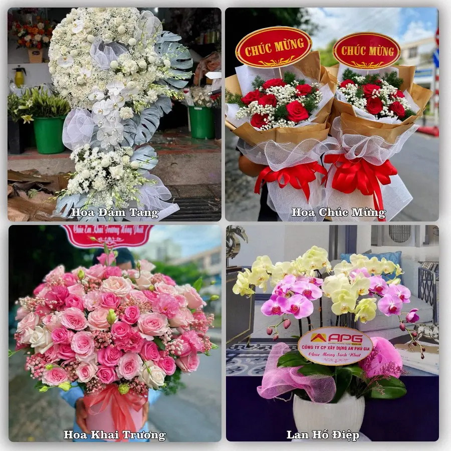 Mẫu hoa tươi dành cho khách đặt hoa tại Bảy Ngàn, Châu Thành A