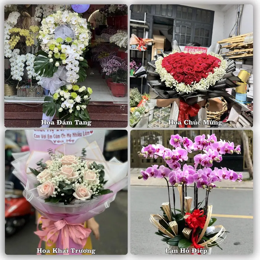 Mẫu hoa tươi dành cho khách đặt hoa tại Nàng Mau, Vị Thuỷ