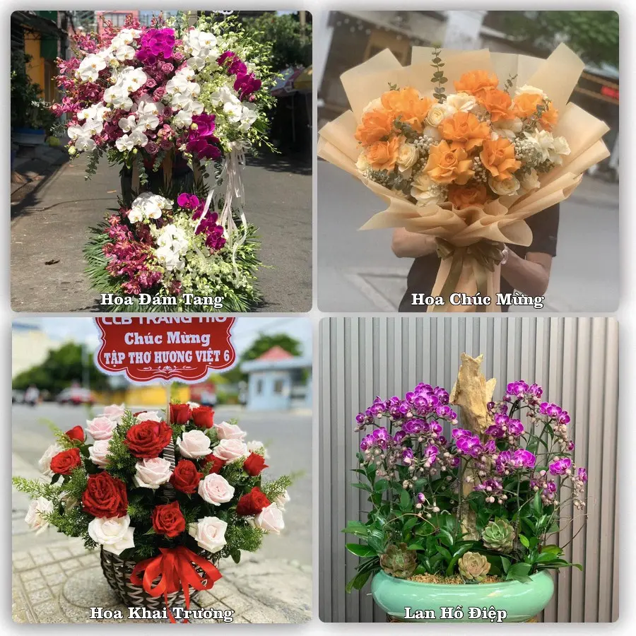 Mẫu hoa tươi dành cho khách đặt hoa tại Ngã Sáu, Châu Thành