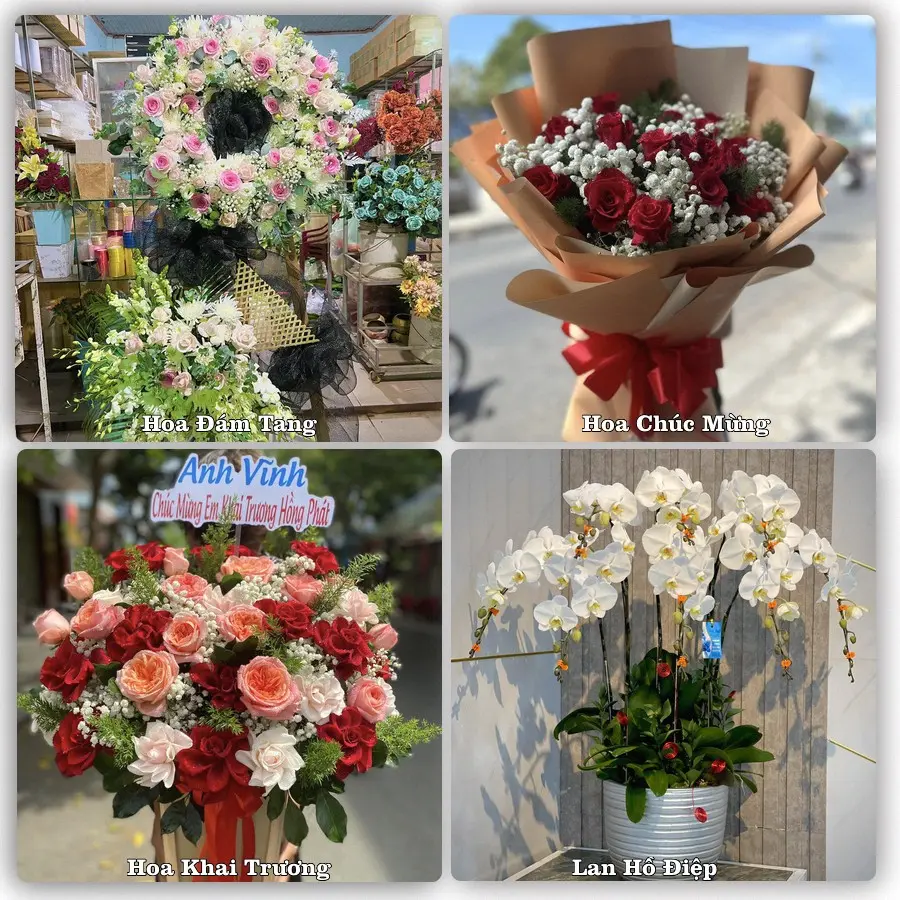 Mẫu hoa tươi dành cho khách đặt hoa tại Kiến Tường, Long An