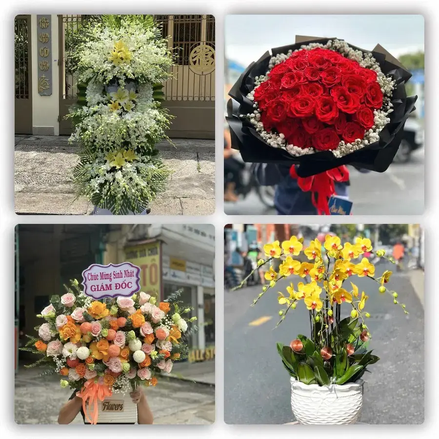 Mẫu hoa tươi tại Chợ Gạo