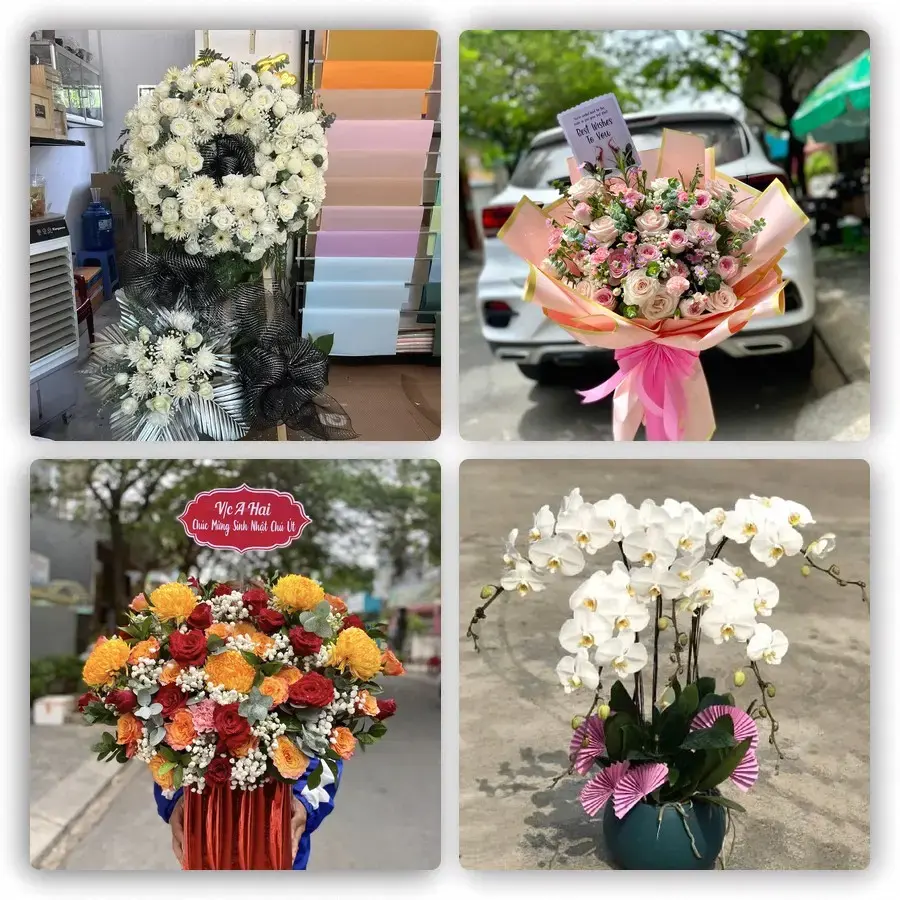 Mẫu hoa tươi tại Điện Biên Phủ