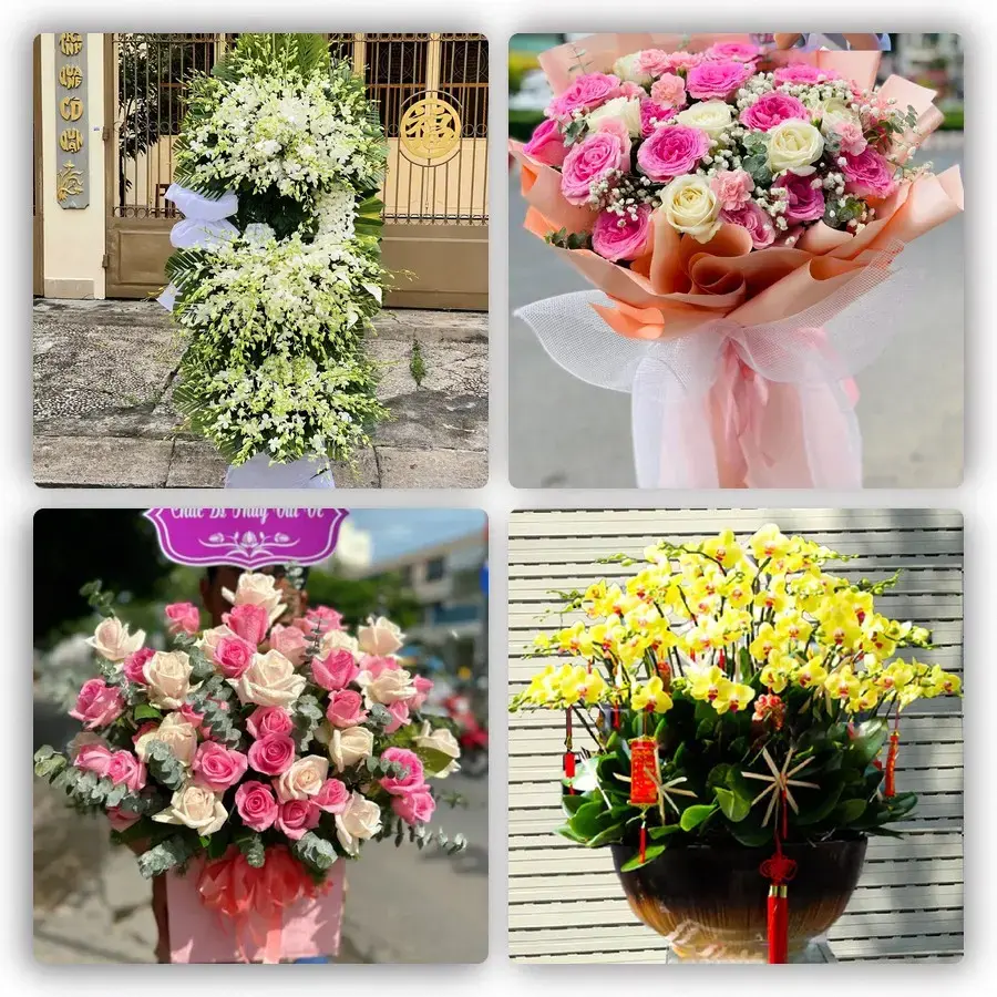 Mẫu hoa tươi tại Đình Cả
