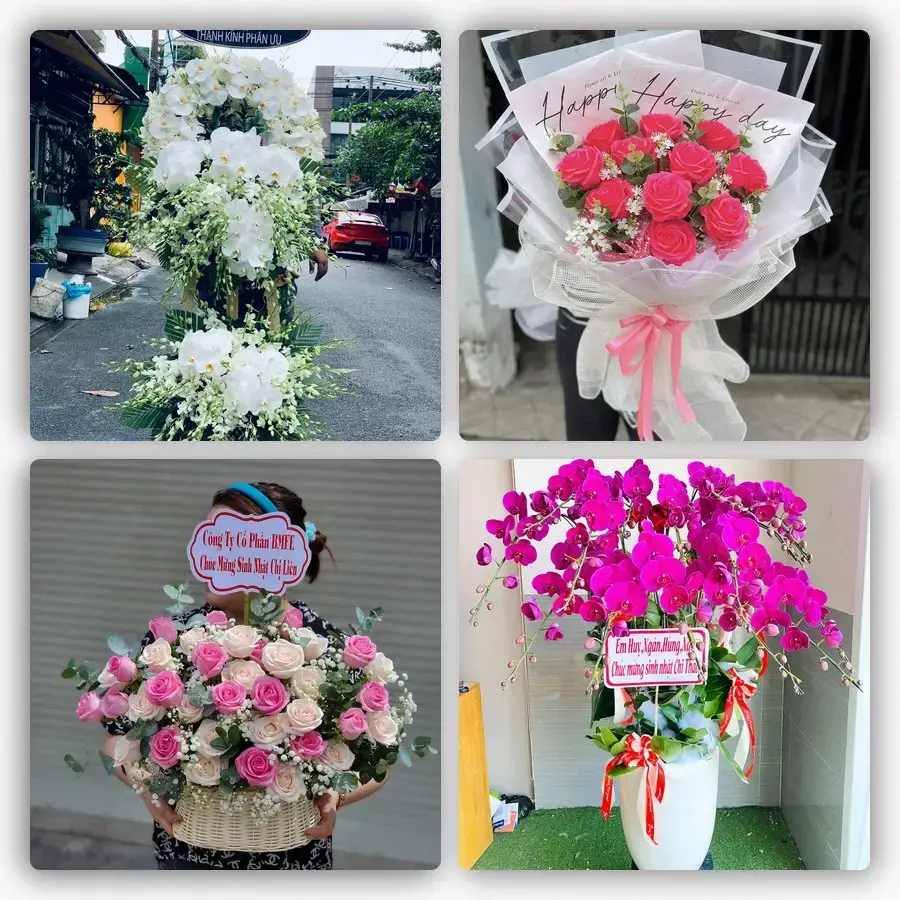 Mẫu hoa tươi tại Mộ Đức