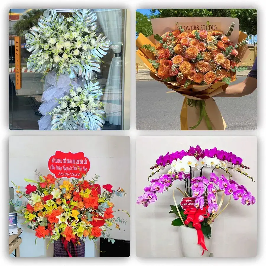 Mẫu hoa tươi tại Quán Lào