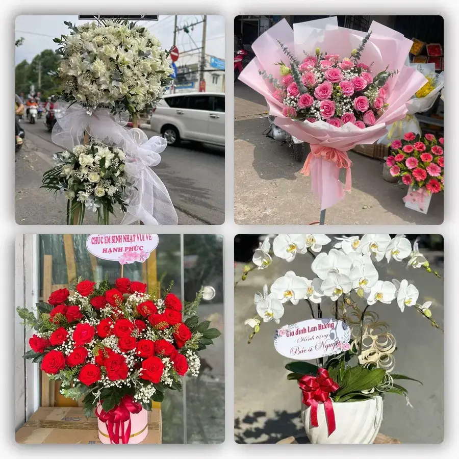 Mẫu hoa tươi tại Tân Châu