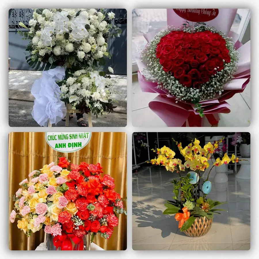 Mẫu hoa tươi tại Vang Quới Đông