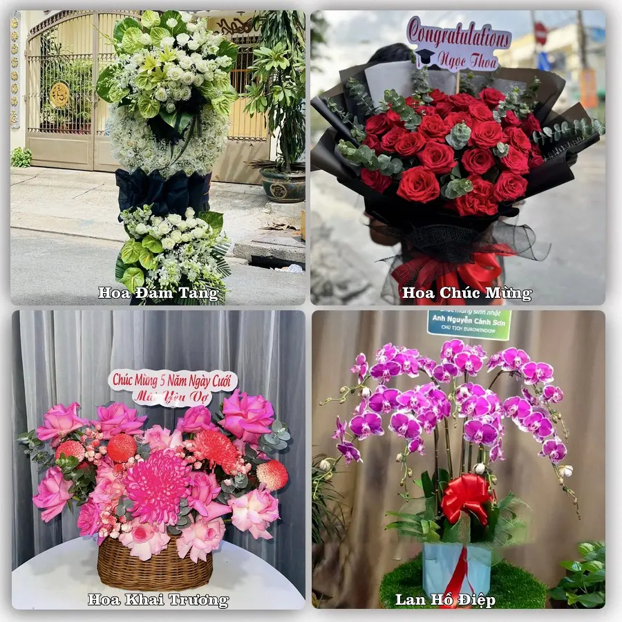 Mẫu hoa tươi dành cho khách đặt hoa tại Thổ Tang, Vĩnh Tường